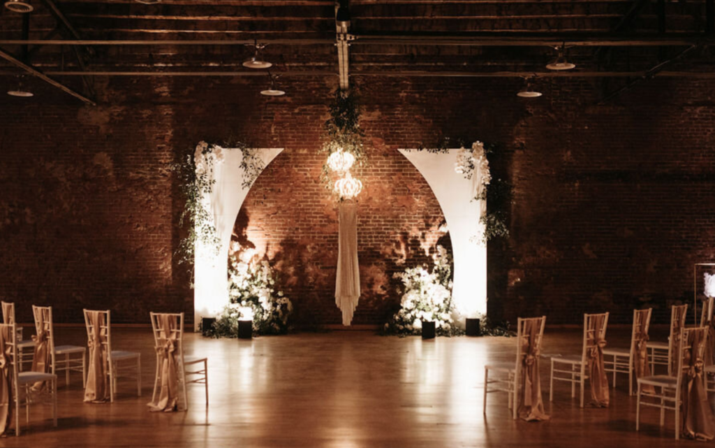 Industrial wedding ceremony space
